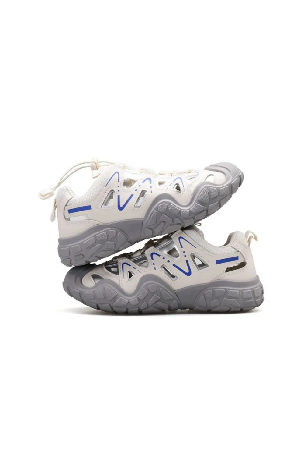 Elastic Lock Laces Round Toe Platform Contrast Athletic