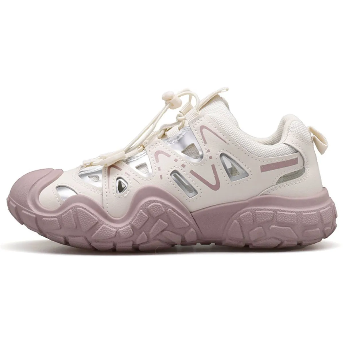 Elastic Lock Laces Round Toe Platform Contrast Athletic