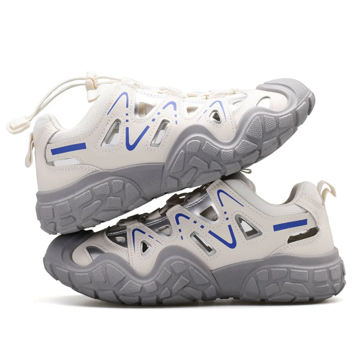 Elastic Lock Laces Round Toe Platform Contrast Athletic