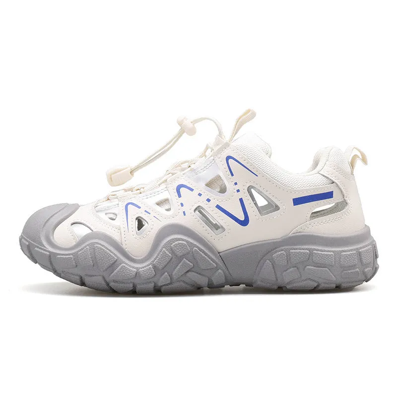 Elastic Lock Laces Round Toe Platform Contrast Athletic