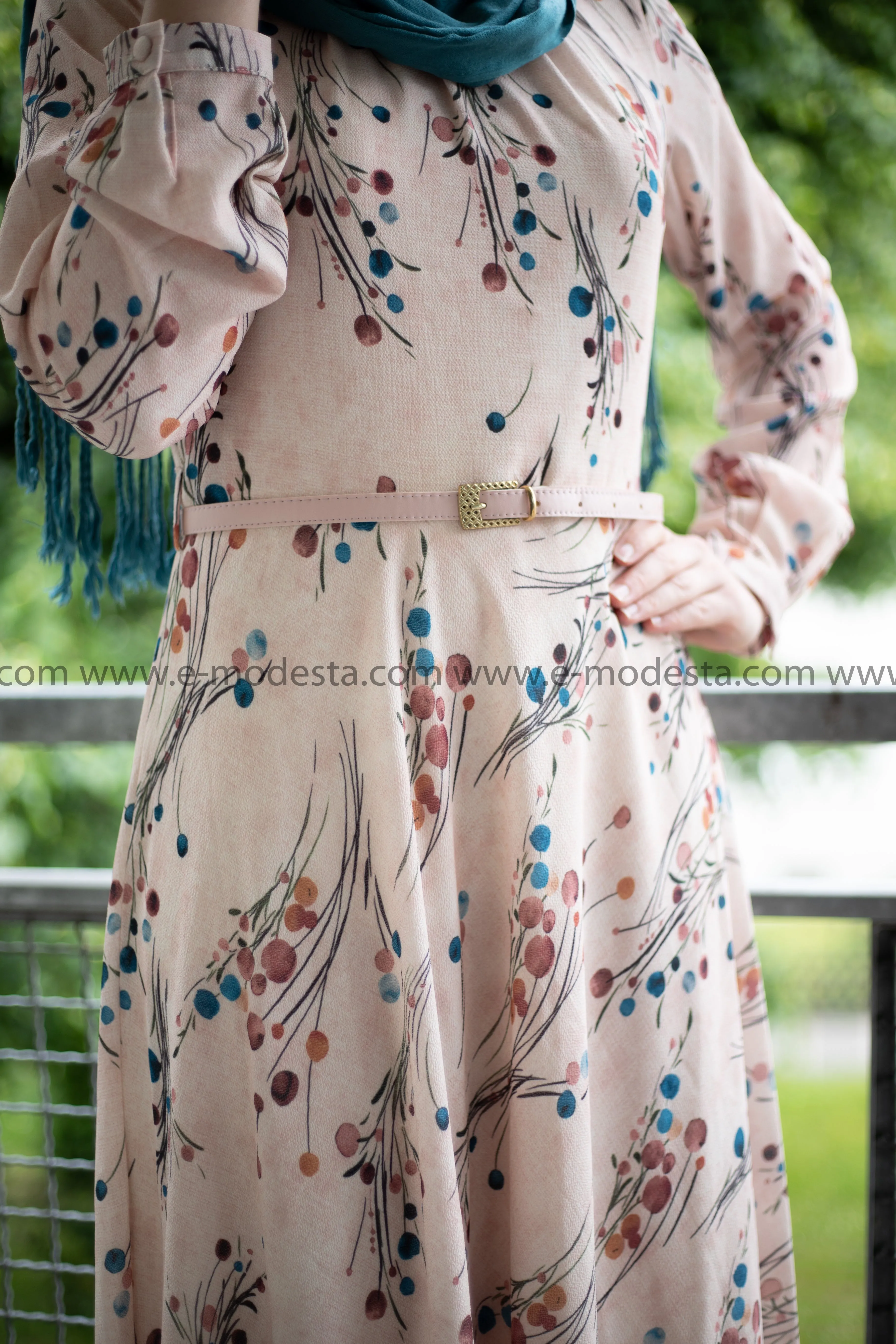 Elegant Maxi Summer Dress | Blue Dots Pattern | Fully Lined from Inside