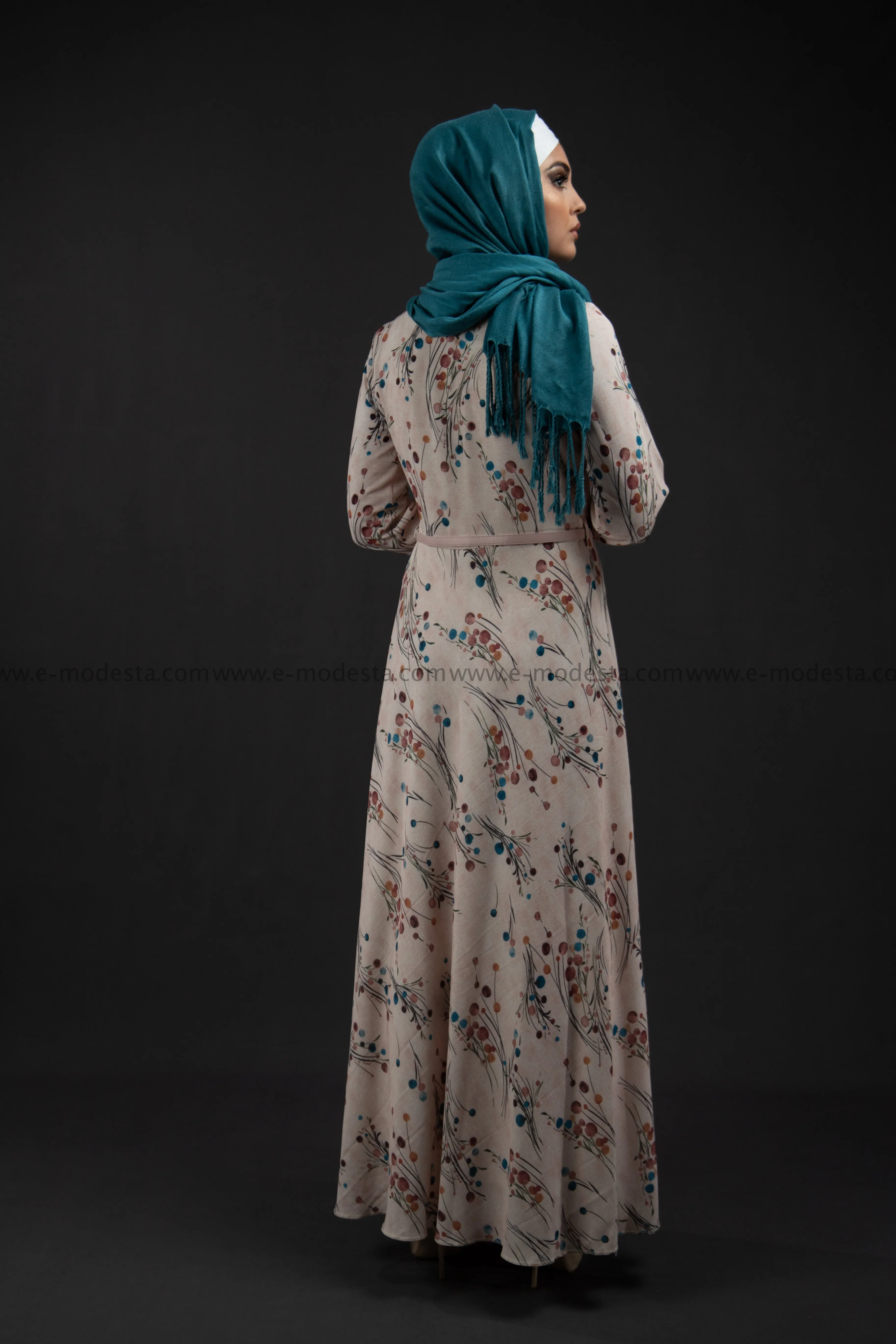Elegant Maxi Summer Dress | Blue Dots Pattern | Fully Lined from Inside
