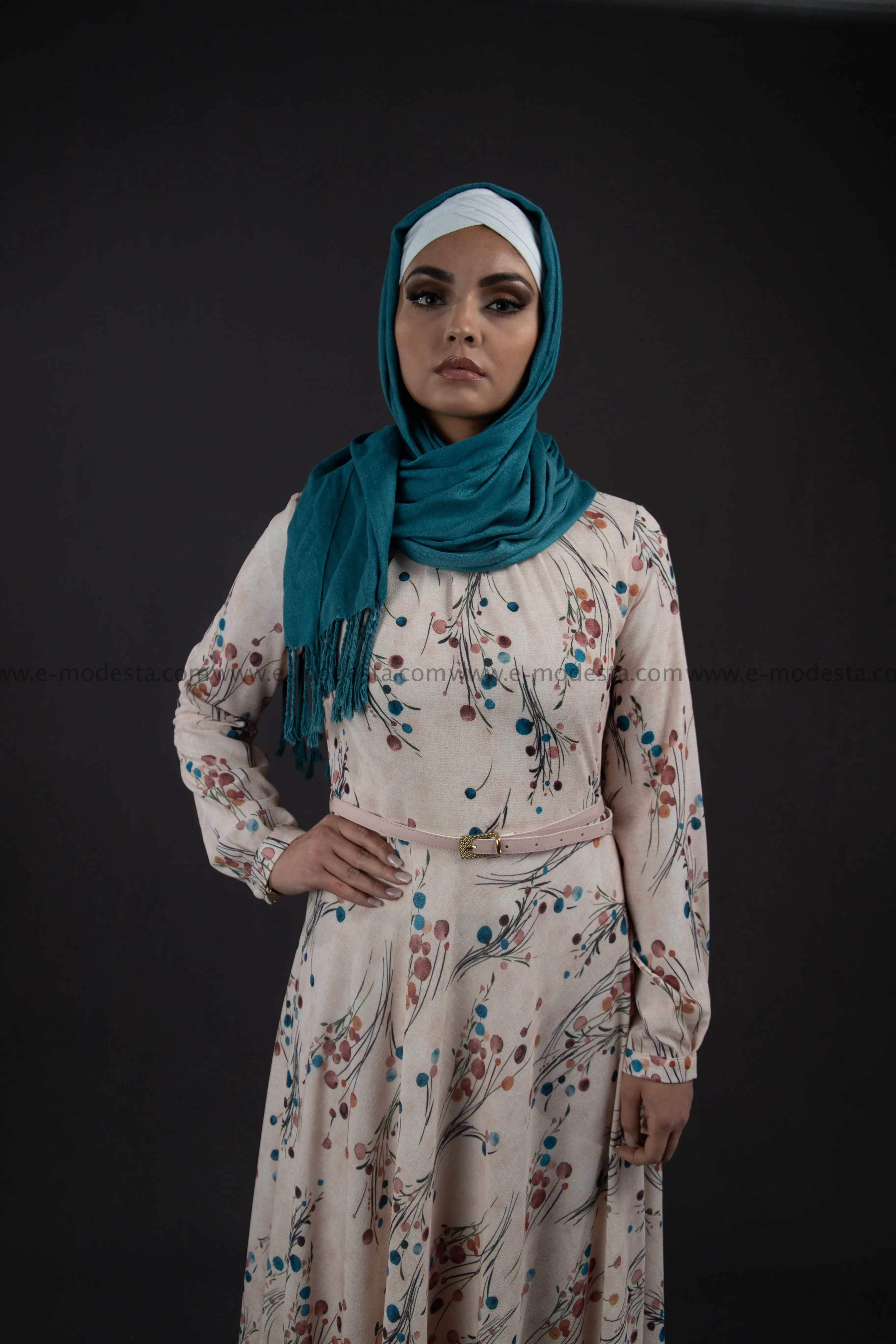 Elegant Maxi Summer Dress | Blue Dots Pattern | Fully Lined from Inside