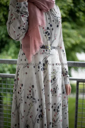 Elegant Maxi Summer Dress | Pink Dots Pattern | Fully Lined from Inside