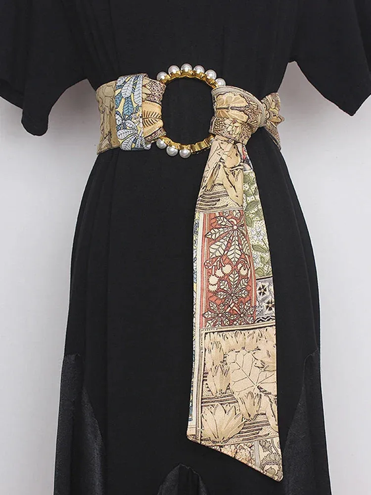 Elegant Vintage Print Cummerbunds Sash Belt