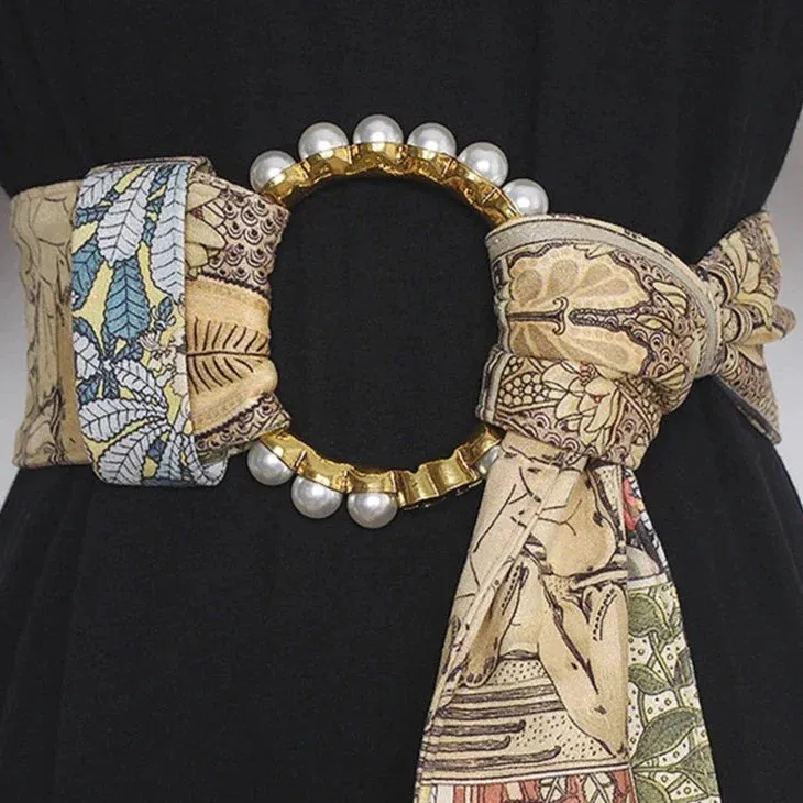 Elegant Vintage Print Cummerbunds Sash Belt