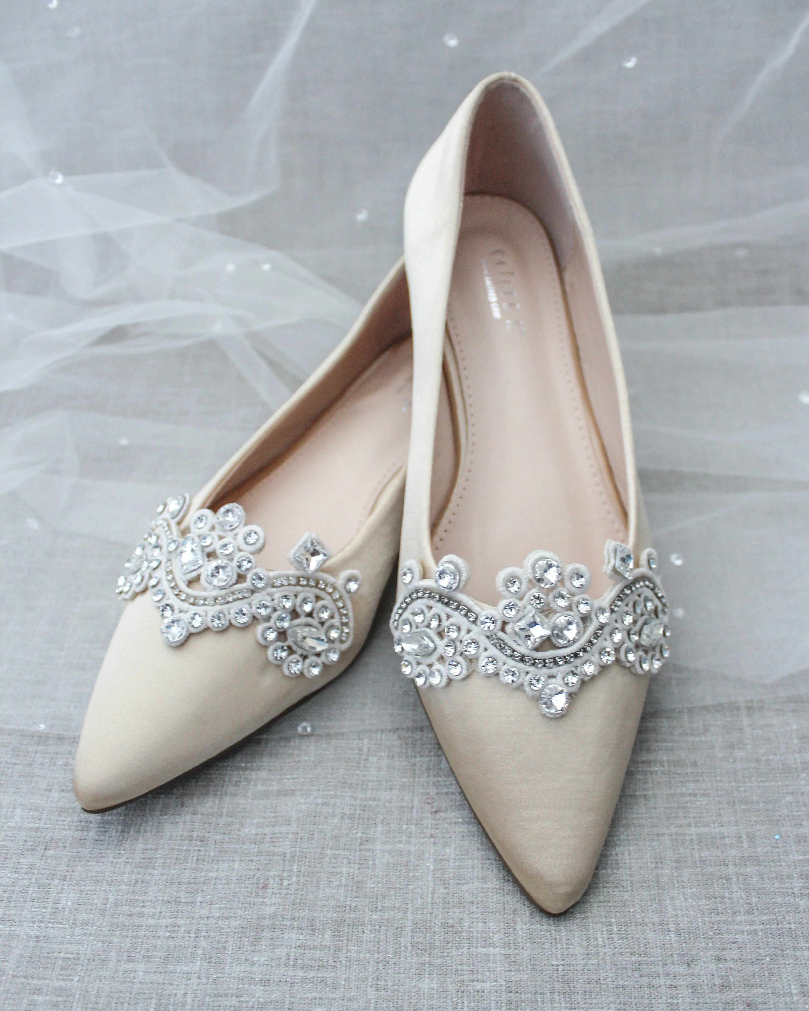 Embellished Rhinestone Evening Flats