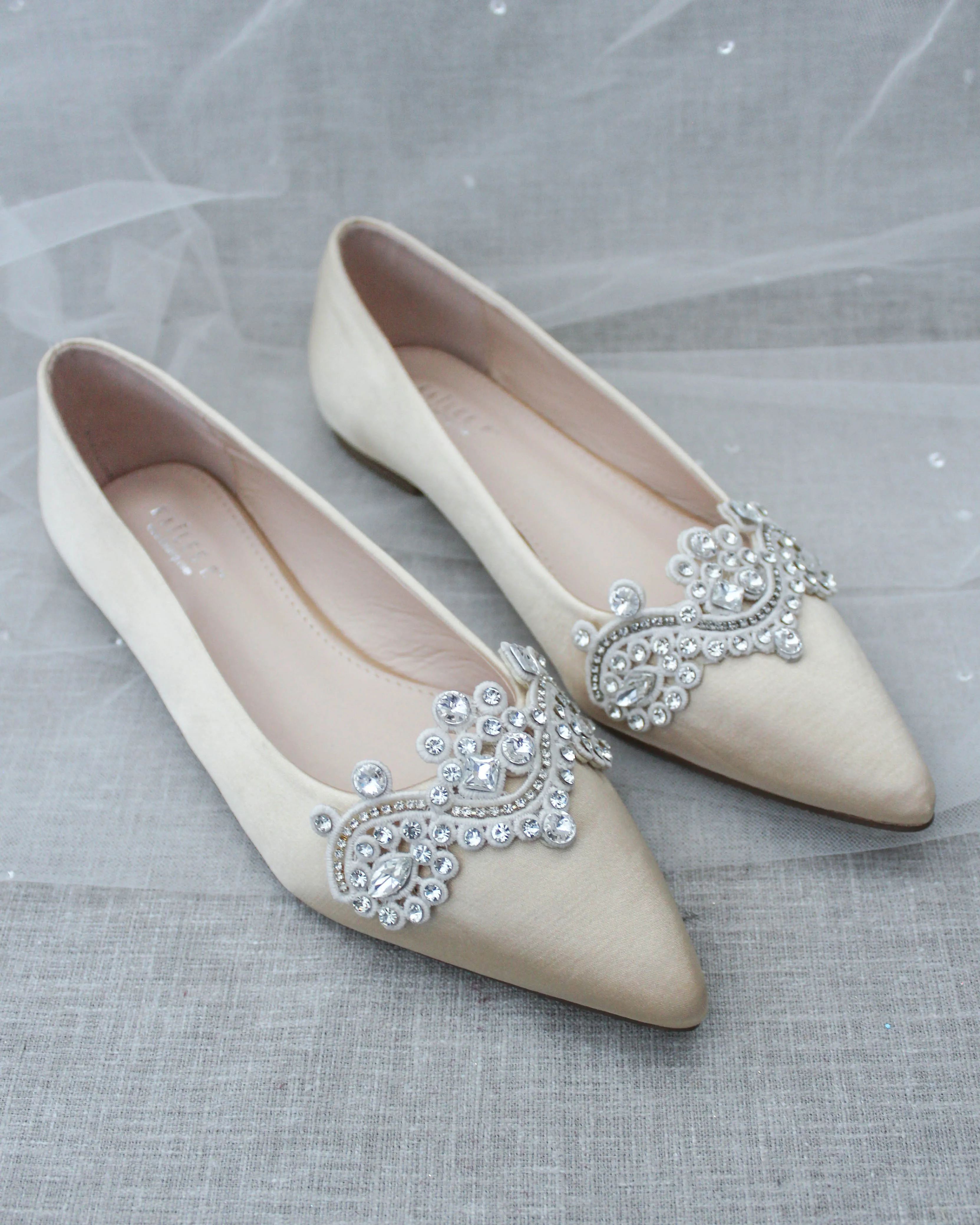 Embellished Rhinestone Evening Flats