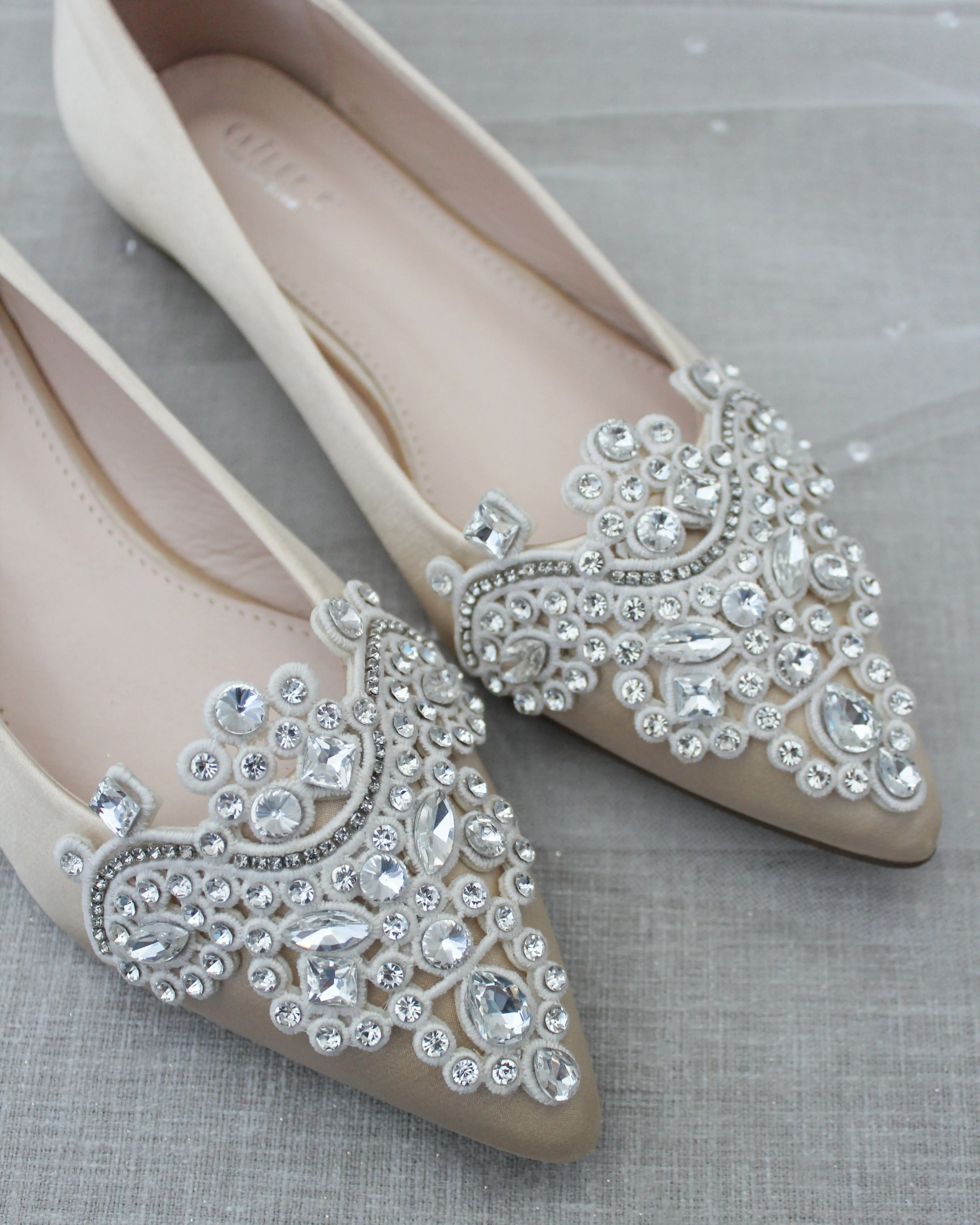 Embellished Rhinestone Evening Flats