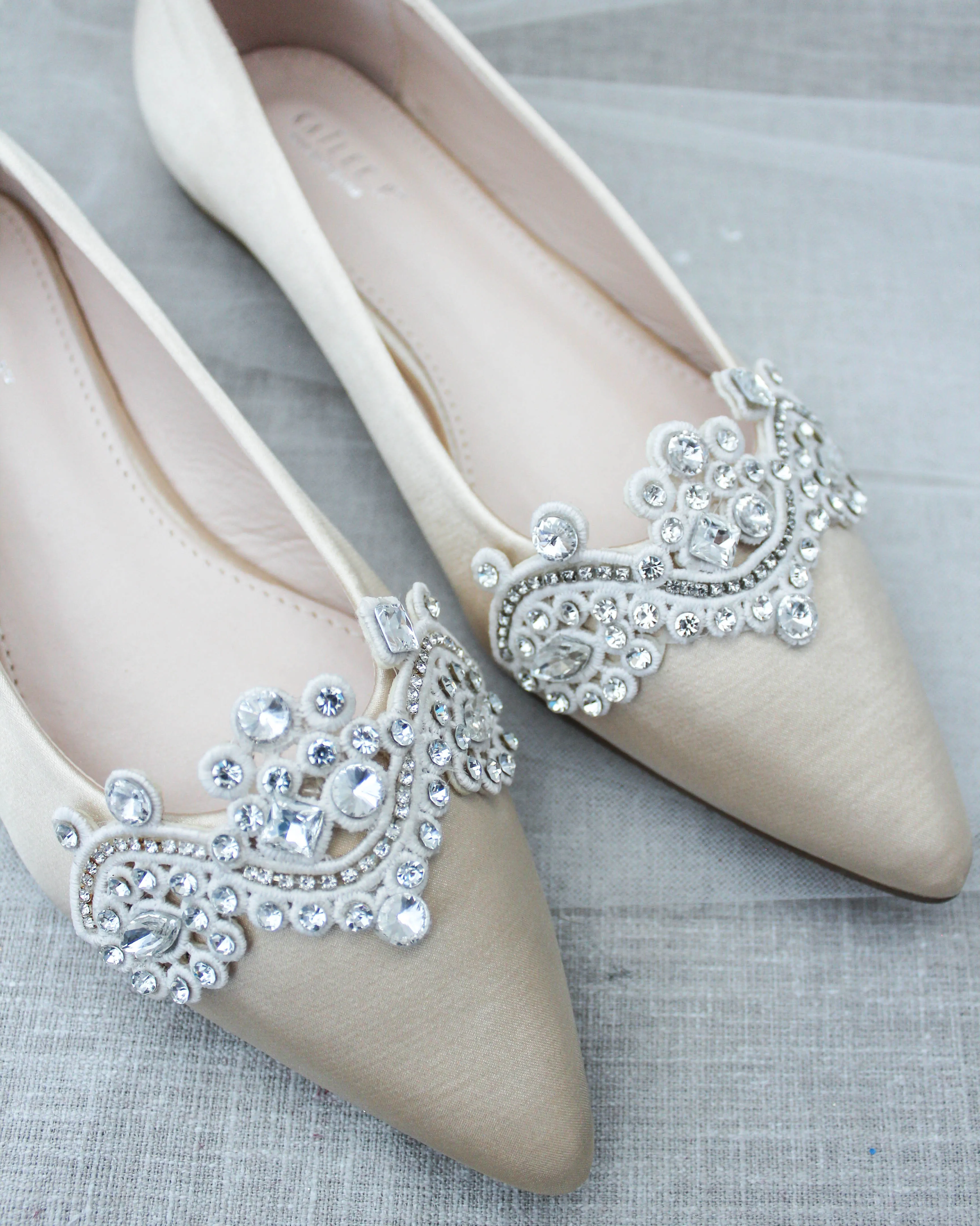 Embellished Rhinestone Evening Flats