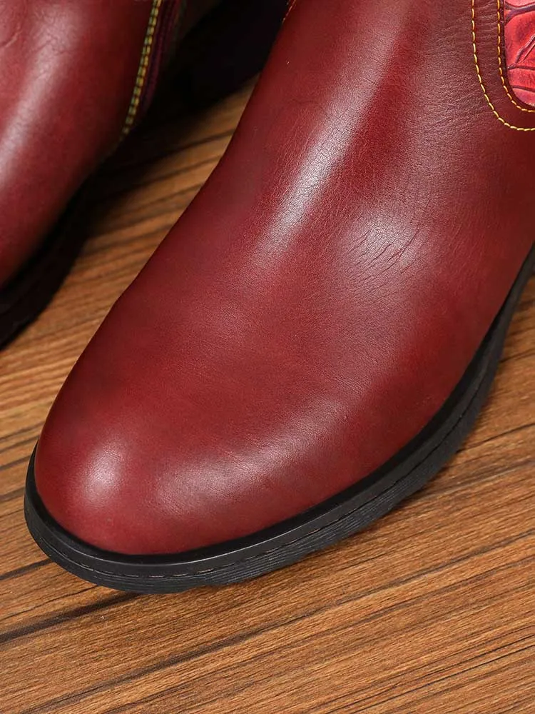 Emerald Embossed Leather Flat Boots