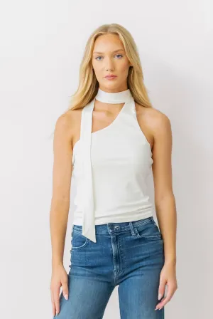 Emory Park One Shoulder Scarf Top in Off White