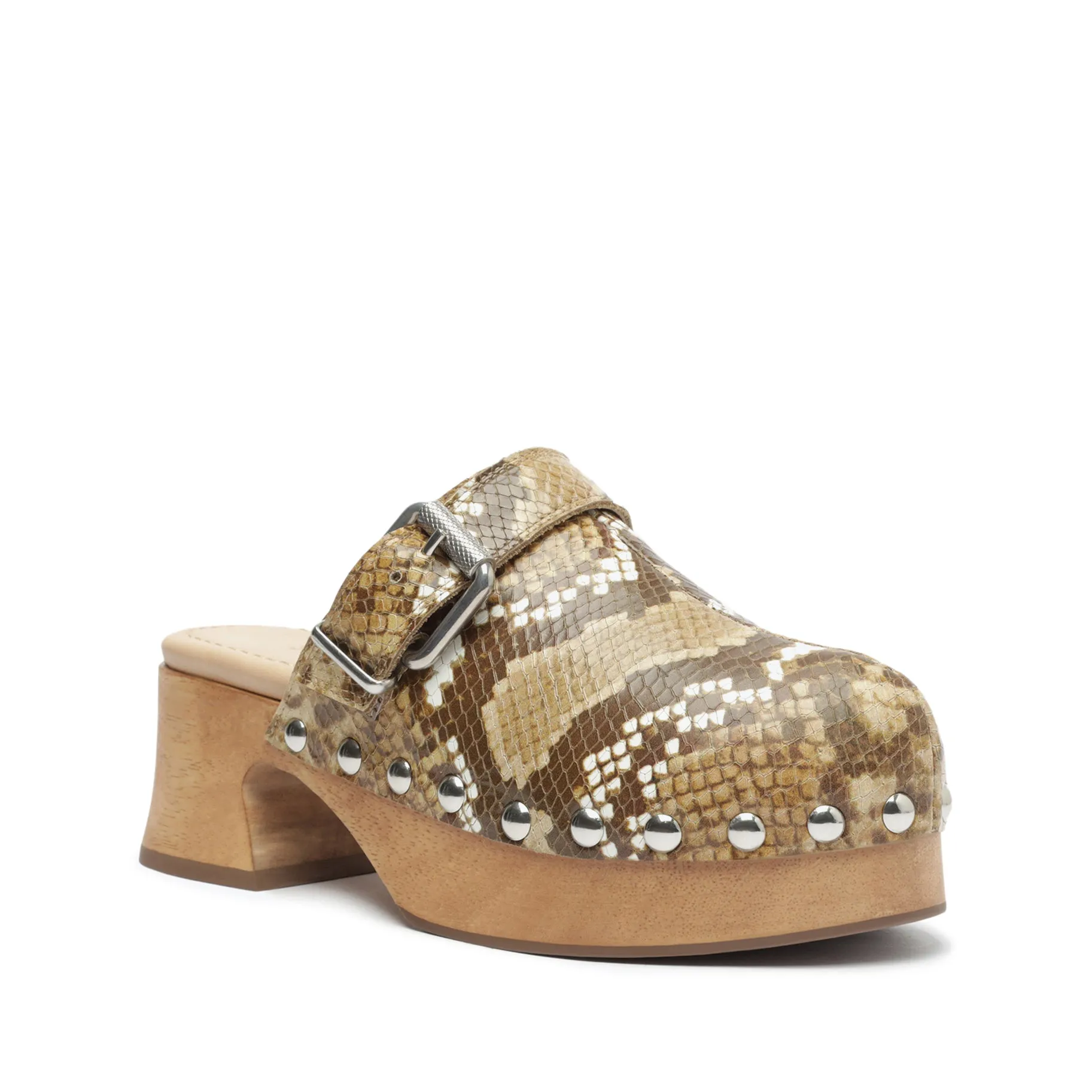 Ever Snake-Embossed Leather Flat
