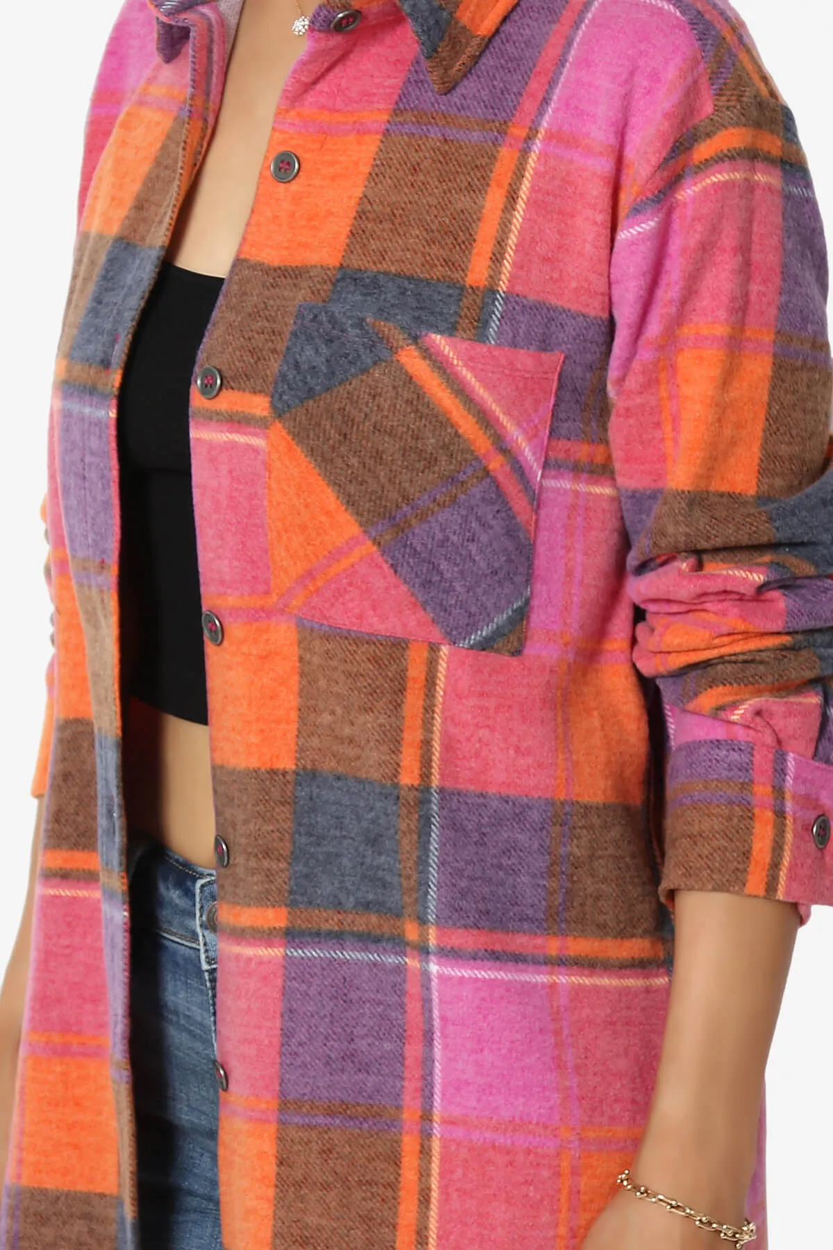 Everlie Soft Fleece Plaid Button Up Shirt