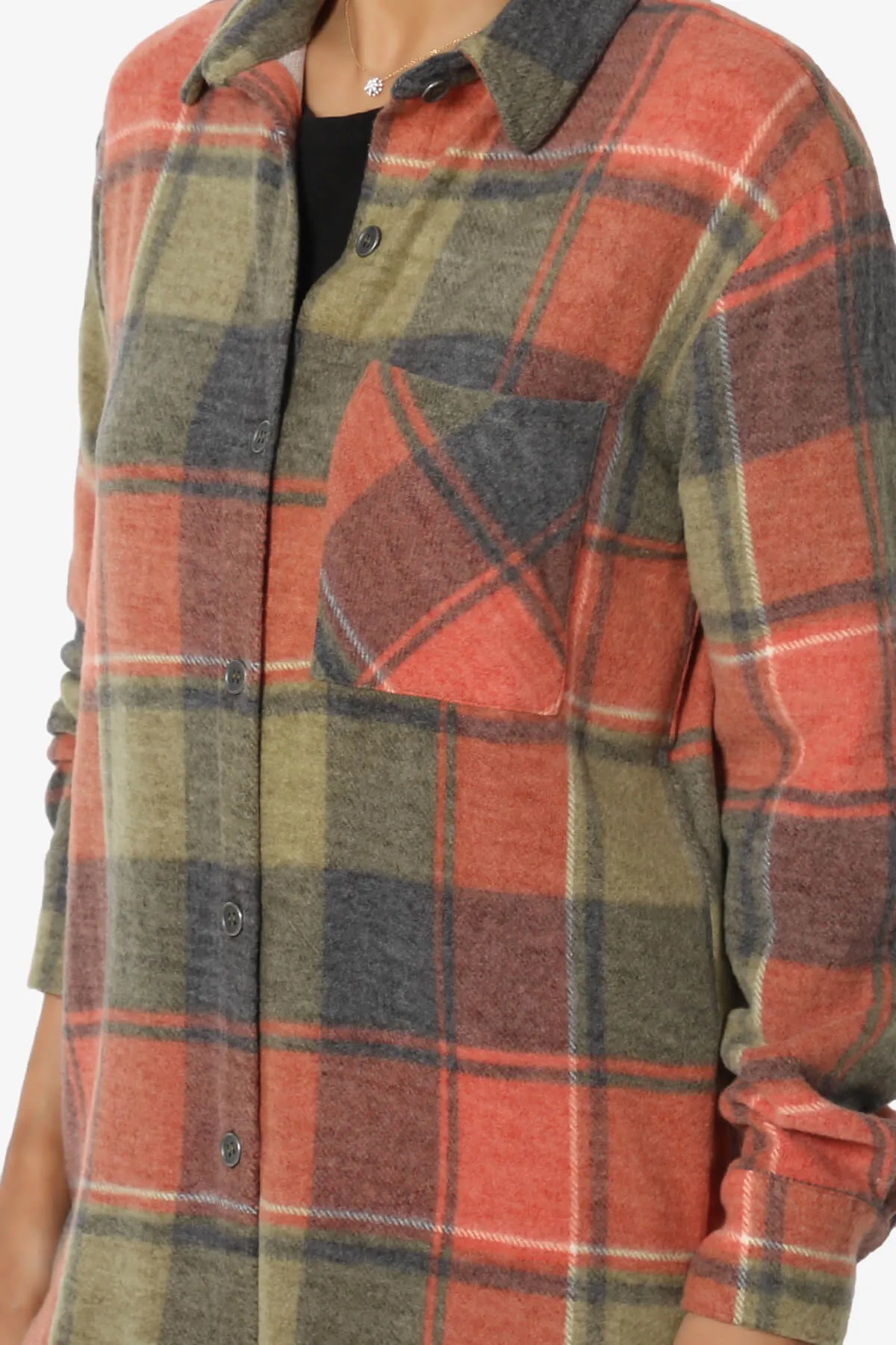 Everlie Soft Fleece Plaid Button Up Shirt