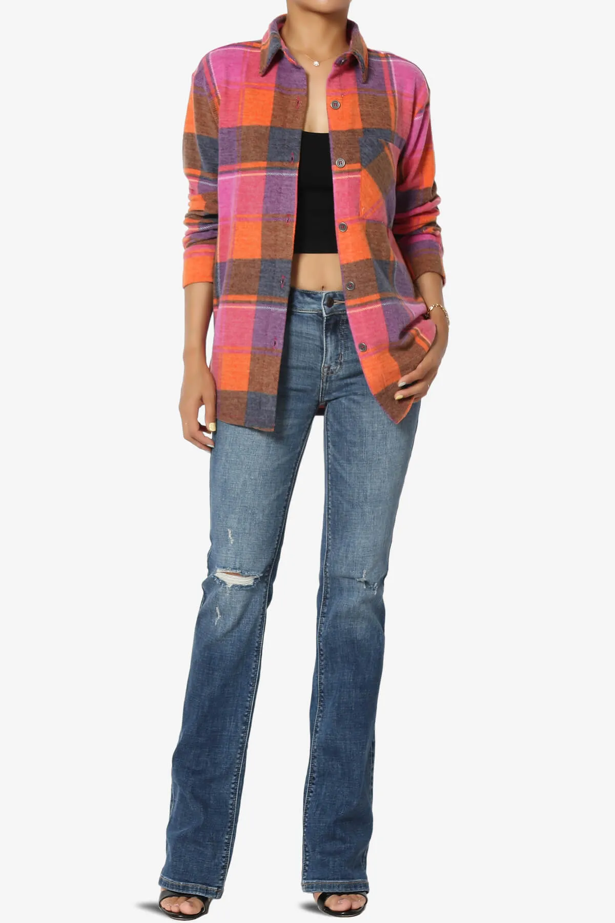 Everlie Soft Fleece Plaid Button Up Shirt