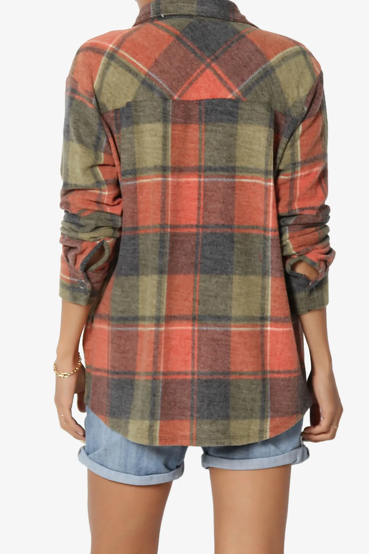 Everlie Soft Fleece Plaid Button Up Shirt