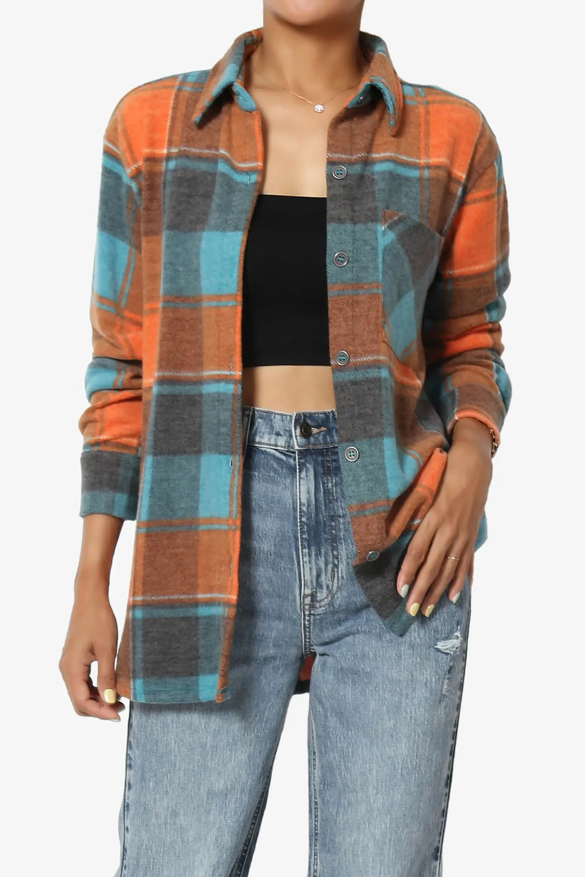 Everlie Soft Fleece Plaid Button Up Shirt