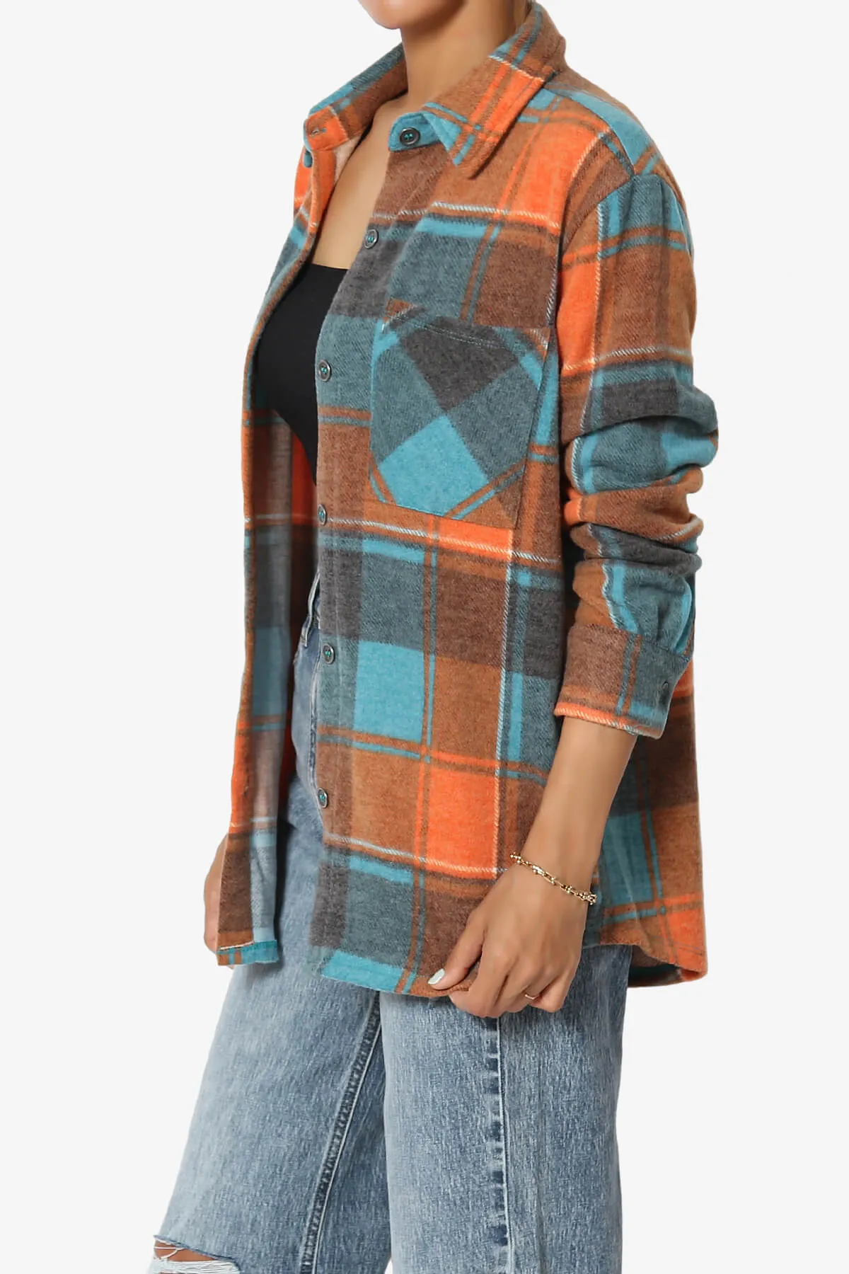 Everlie Soft Fleece Plaid Button Up Shirt