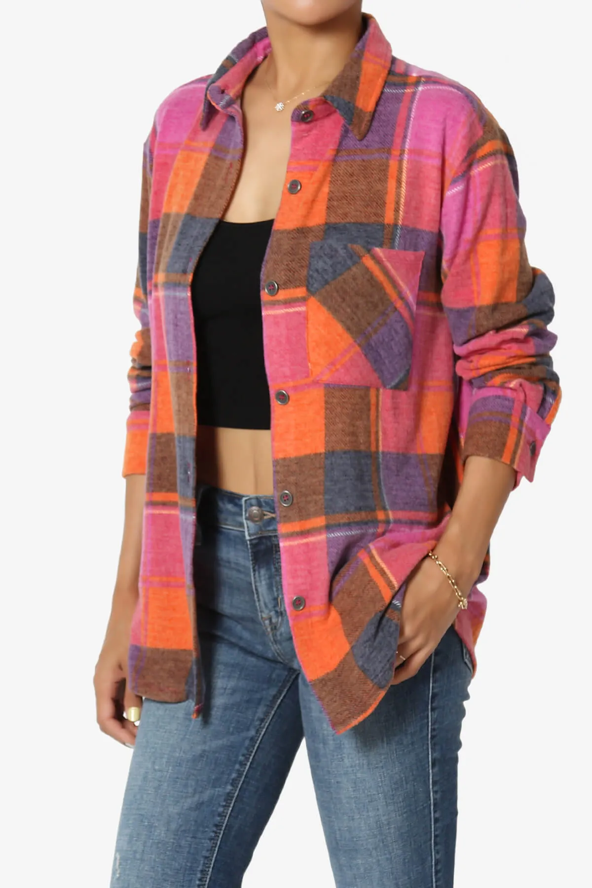 Everlie Soft Fleece Plaid Button Up Shirt