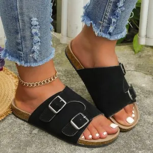 EVIE Metal Buckle Open Toe Sandals