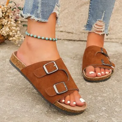 EVIE Metal Buckle Open Toe Sandals