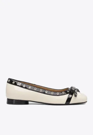 Eyelets Bow Ballet Flats