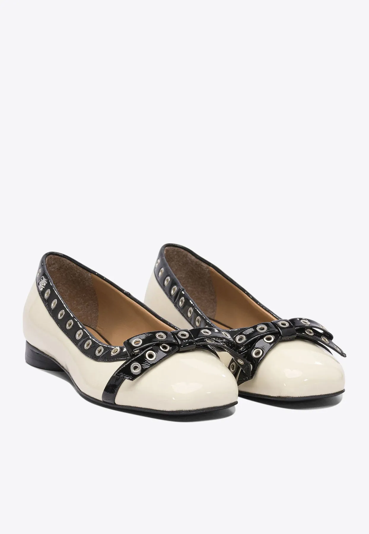 Eyelets Bow Ballet Flats