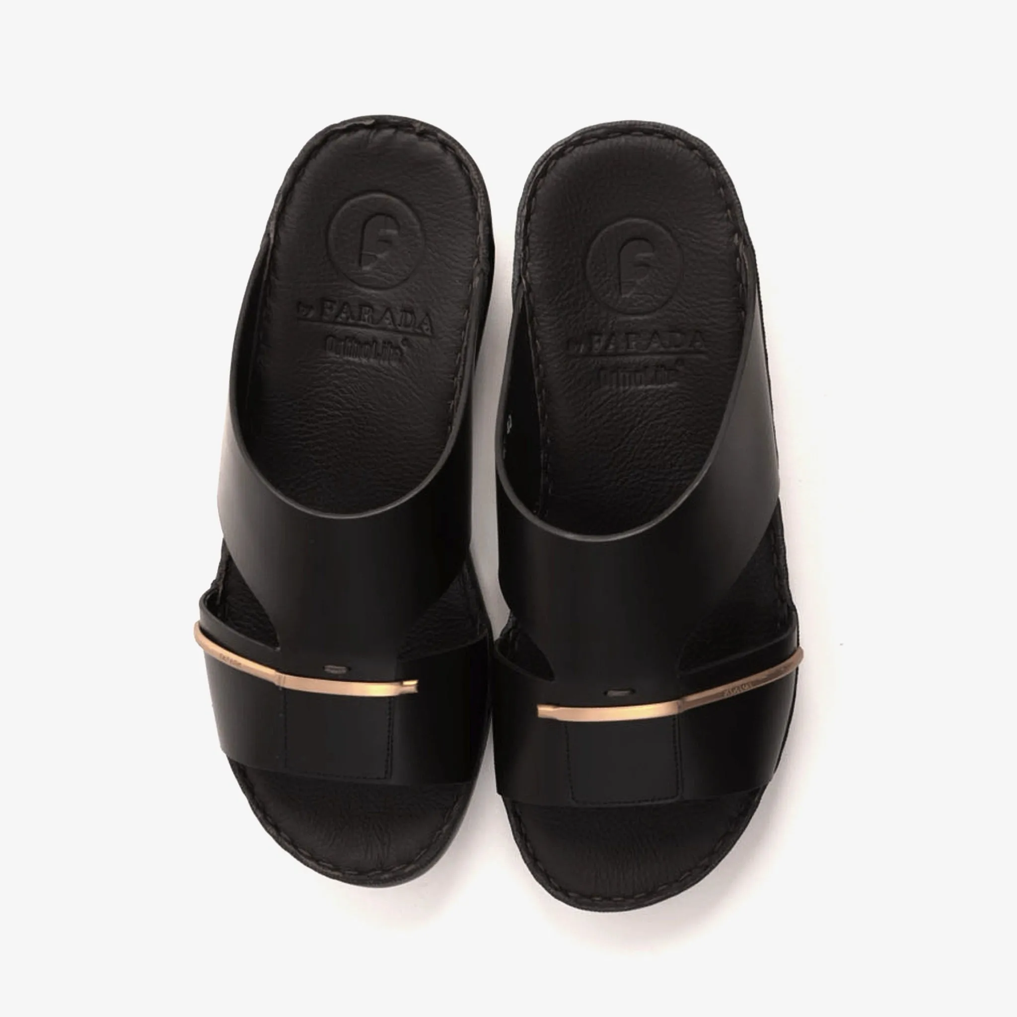FARADA CLASSIC ARABIC SANDALS WITH GOLDEN DETAILING BROWN