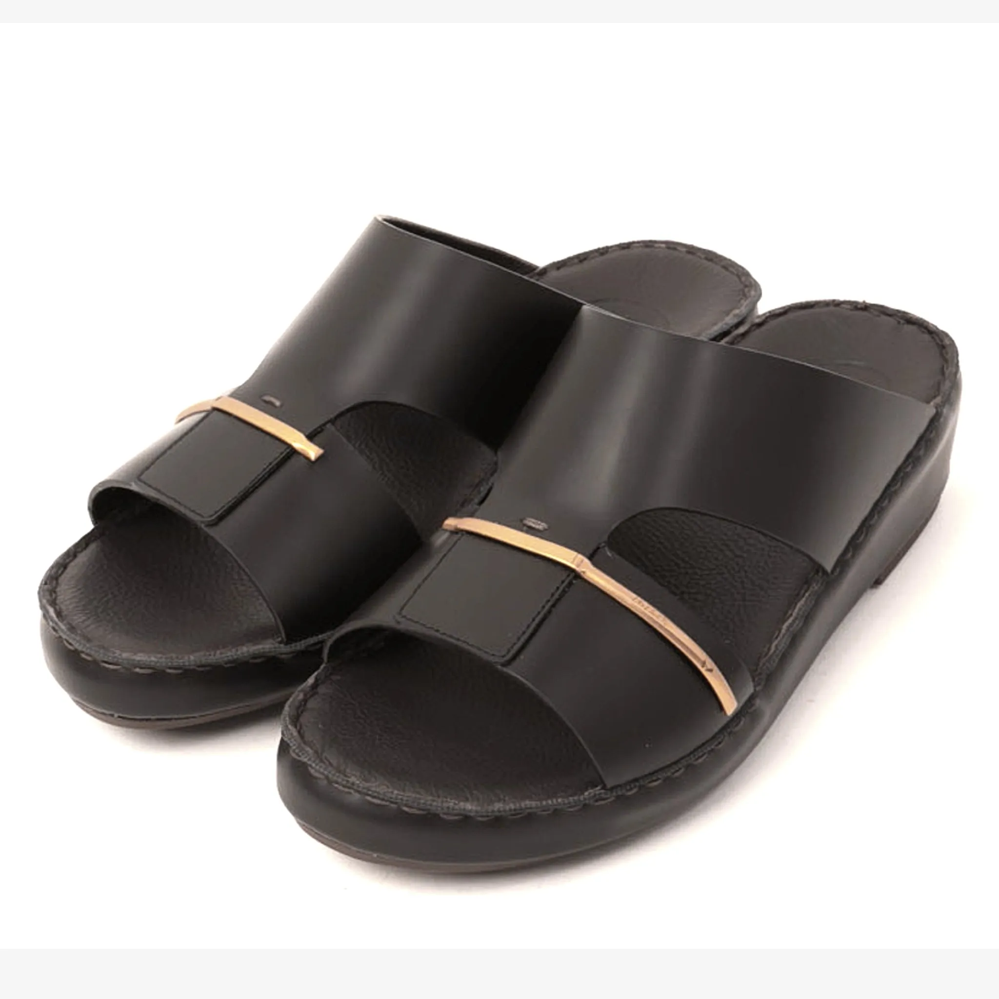 FARADA CLASSIC ARABIC SANDALS WITH GOLDEN DETAILING BROWN