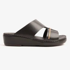 FARADA CLASSIC ARABIC SANDALS WITH GOLDEN DETAILING BROWN