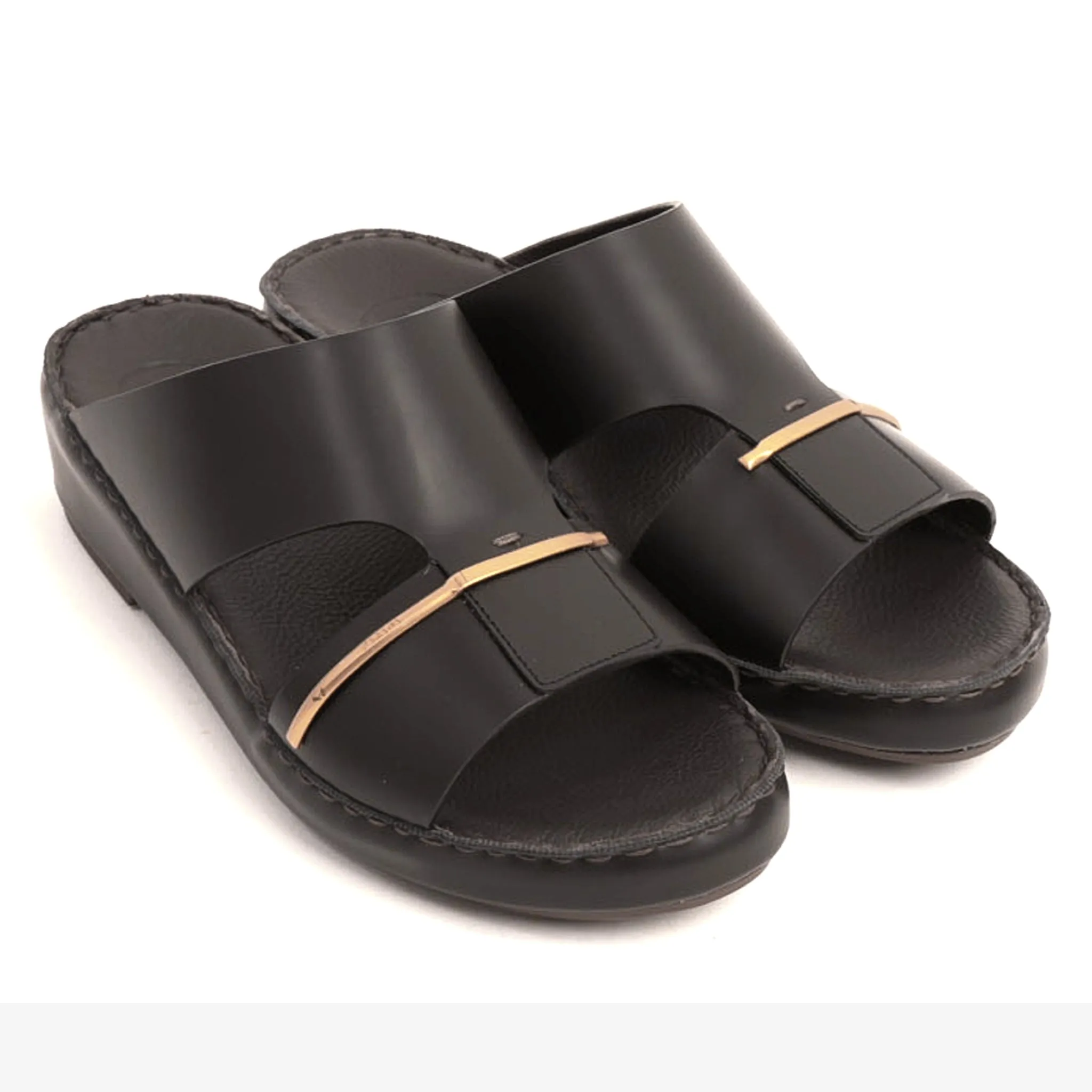 FARADA CLASSIC ARABIC SANDALS WITH GOLDEN DETAILING BROWN