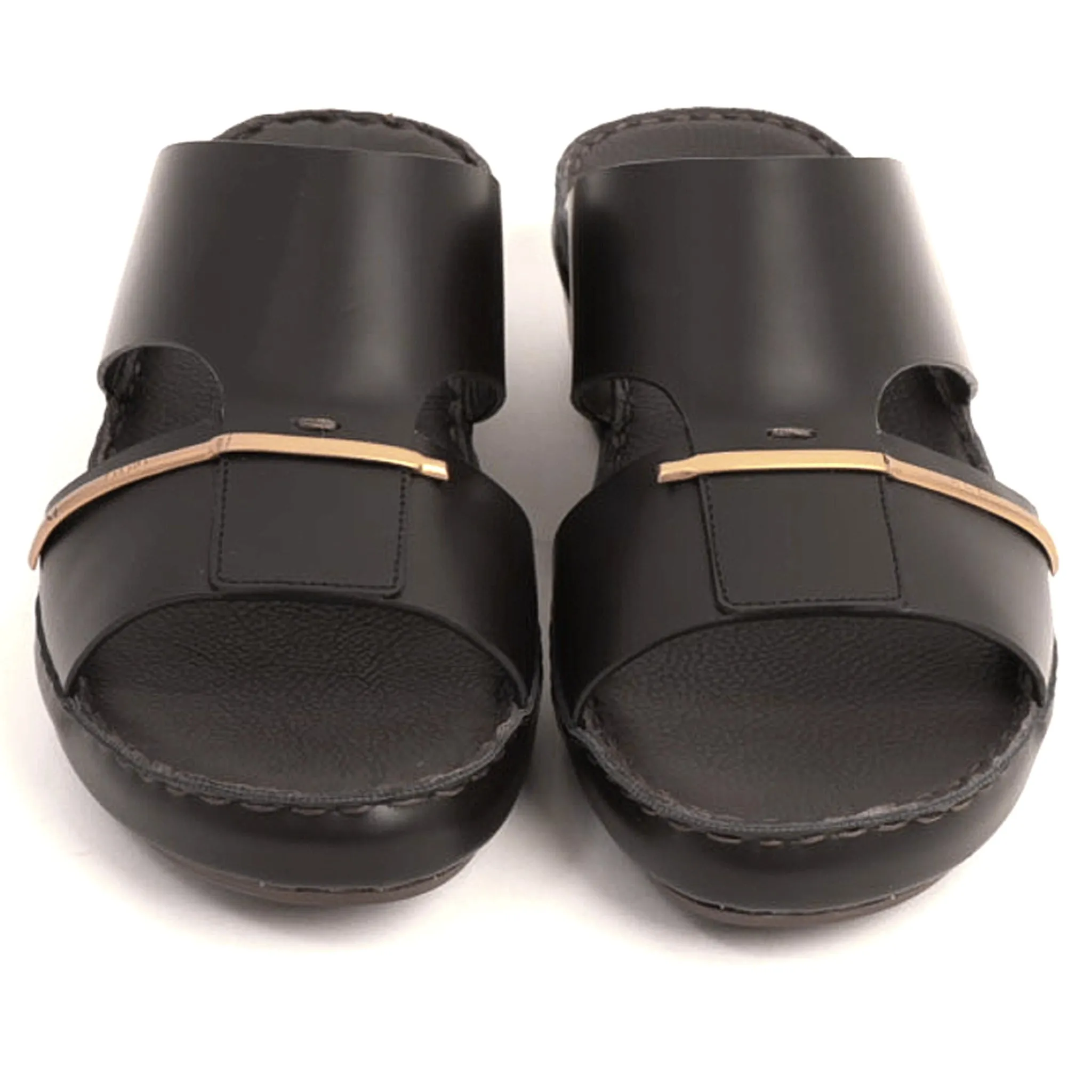 FARADA CLASSIC ARABIC SANDALS WITH GOLDEN DETAILING BROWN