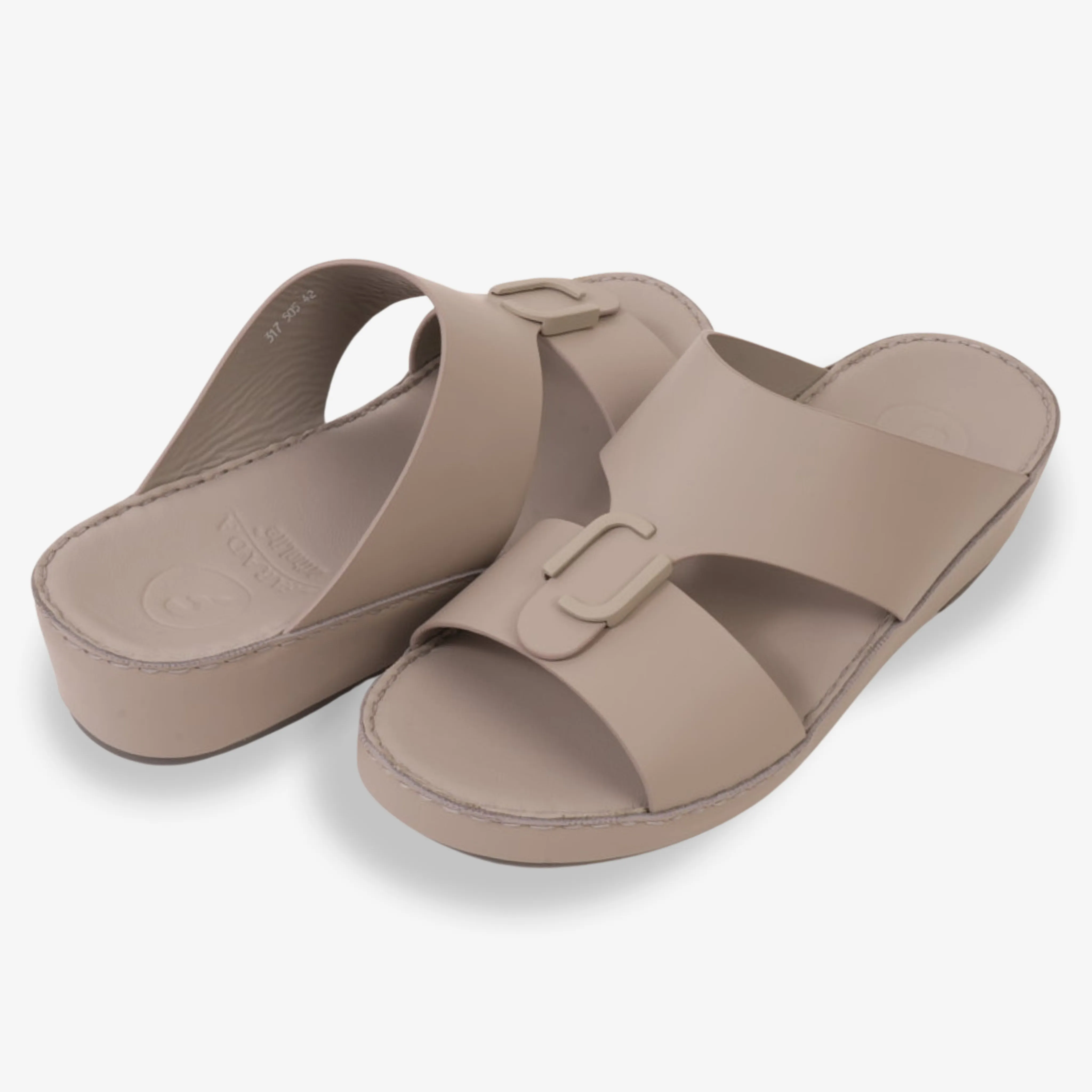 FARADA MENS CLASSIC LEATHER SANDALS WARM GREY