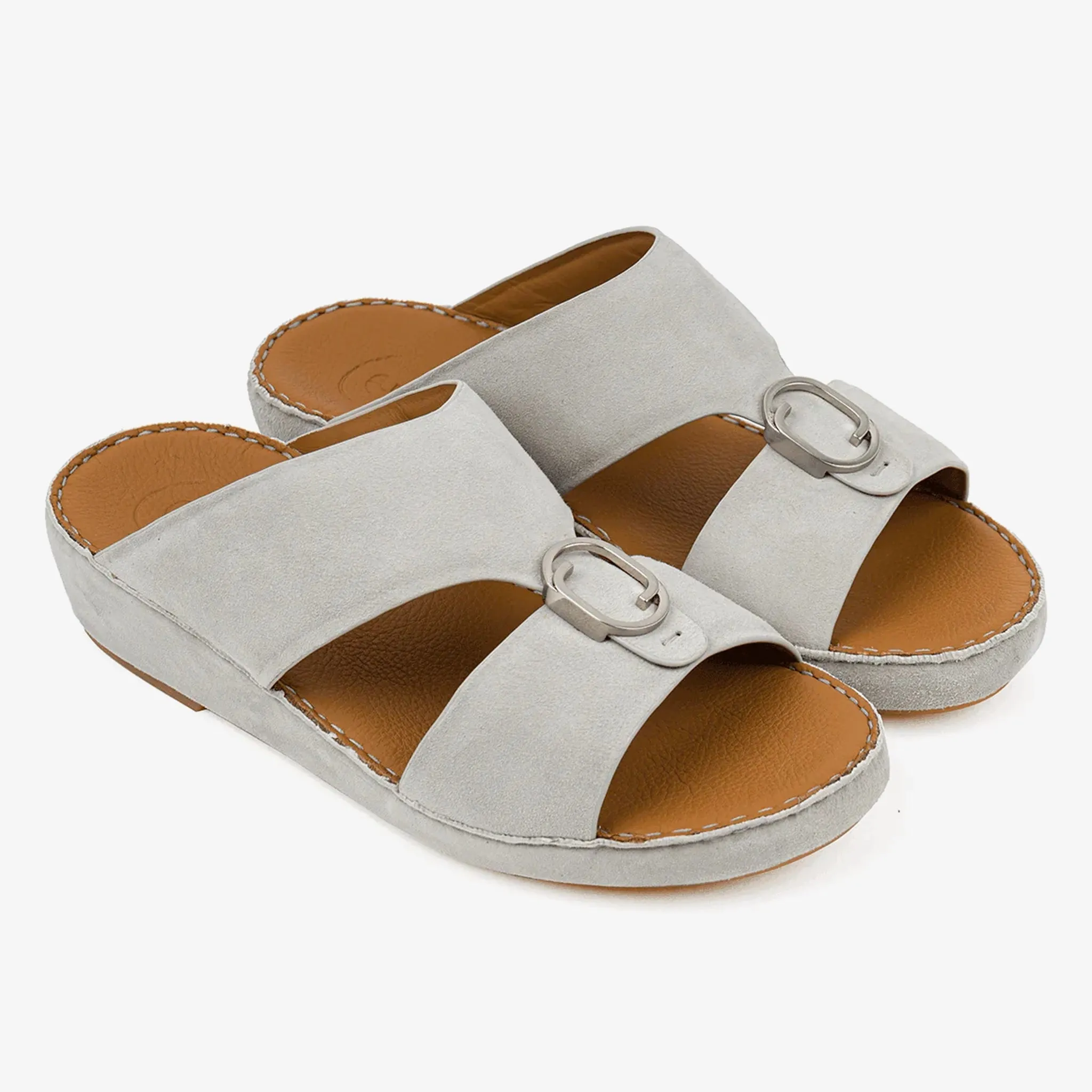 FARADA MENS DAVINCI SUEDE ARABIC SANDALS - LIGHT GREY