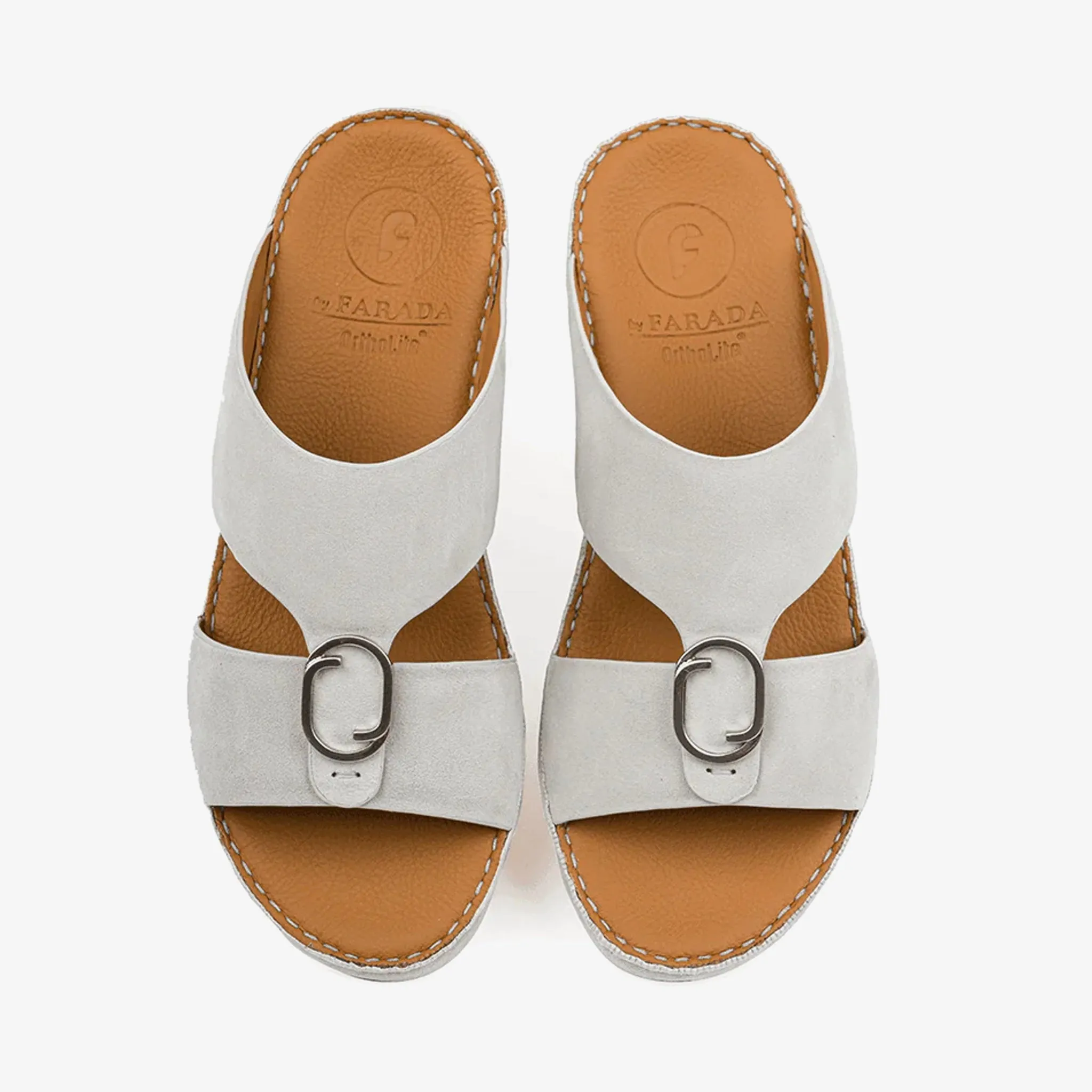 FARADA MENS DAVINCI SUEDE ARABIC SANDALS - LIGHT GREY