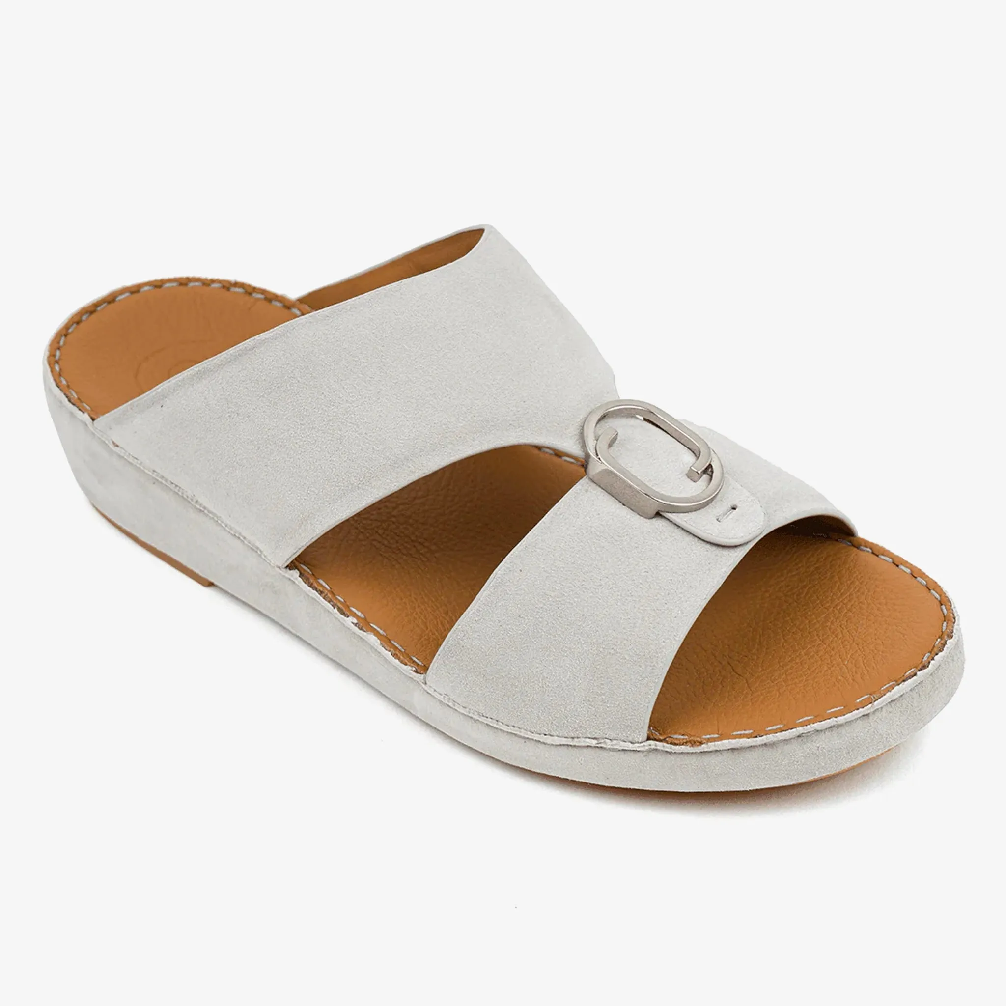 FARADA MENS DAVINCI SUEDE ARABIC SANDALS - LIGHT GREY
