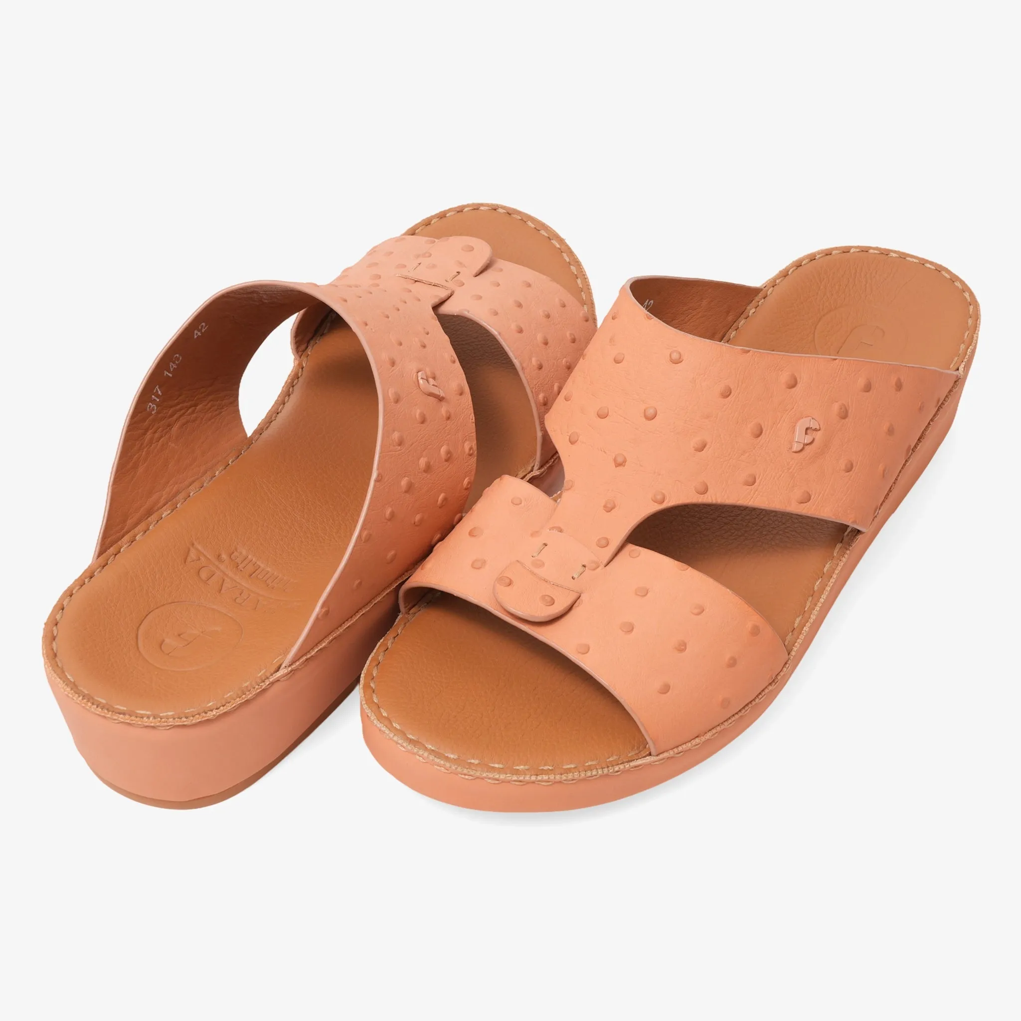 FARADA SIGNATURE OSTRICH LEATHER SANDALS TERRACOTA