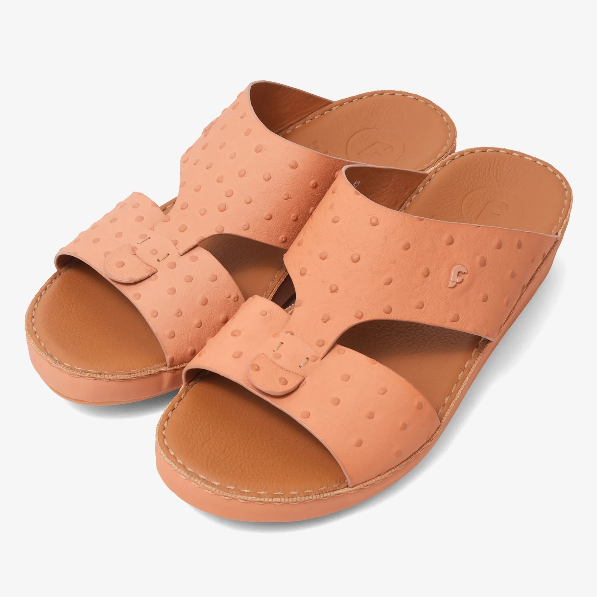 FARADA SIGNATURE OSTRICH LEATHER SANDALS TERRACOTA