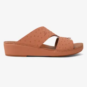 FARADA SIGNATURE OSTRICH LEATHER SANDALS TERRACOTA