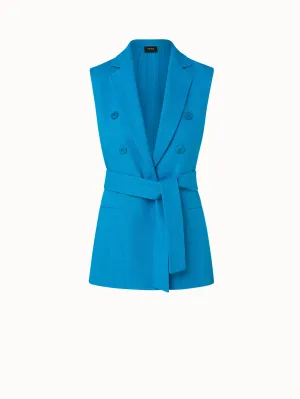 Faux-Breasted Linen Wool Double-Face Gilet