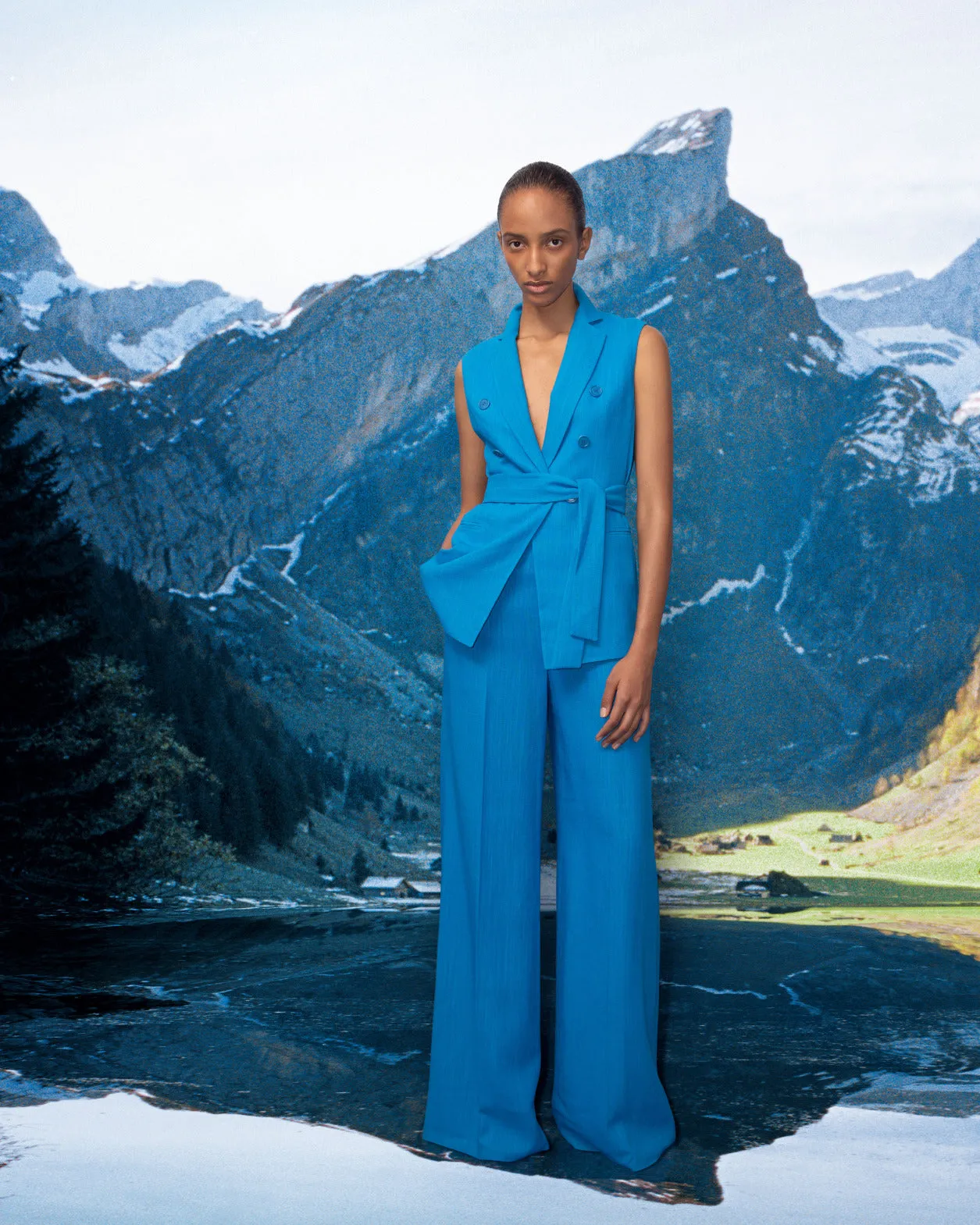 Faux-Breasted Linen Wool Double-Face Gilet