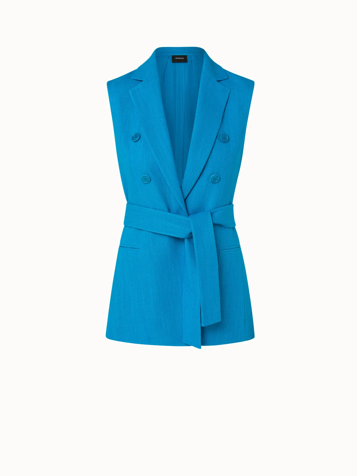Faux-Breasted Linen Wool Double-Face Gilet