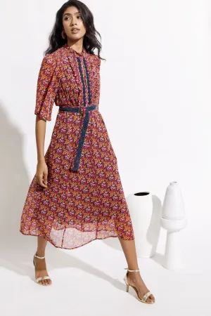 Floral Bloom Flutter Sleeve Midi Dress