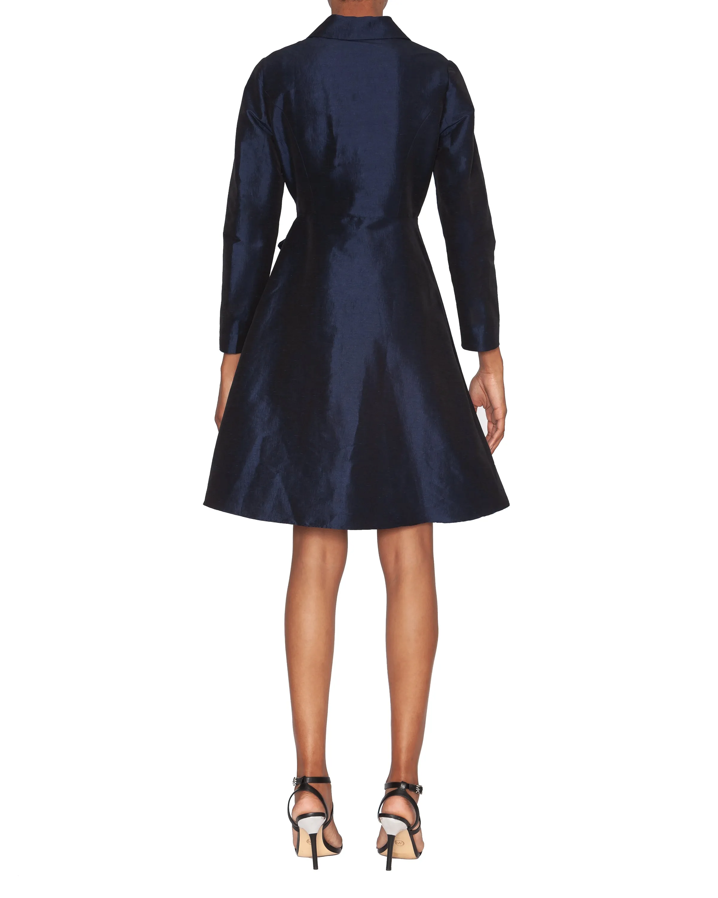 FOCUS by SHANI - Dupioni Wrap Dress in Navy