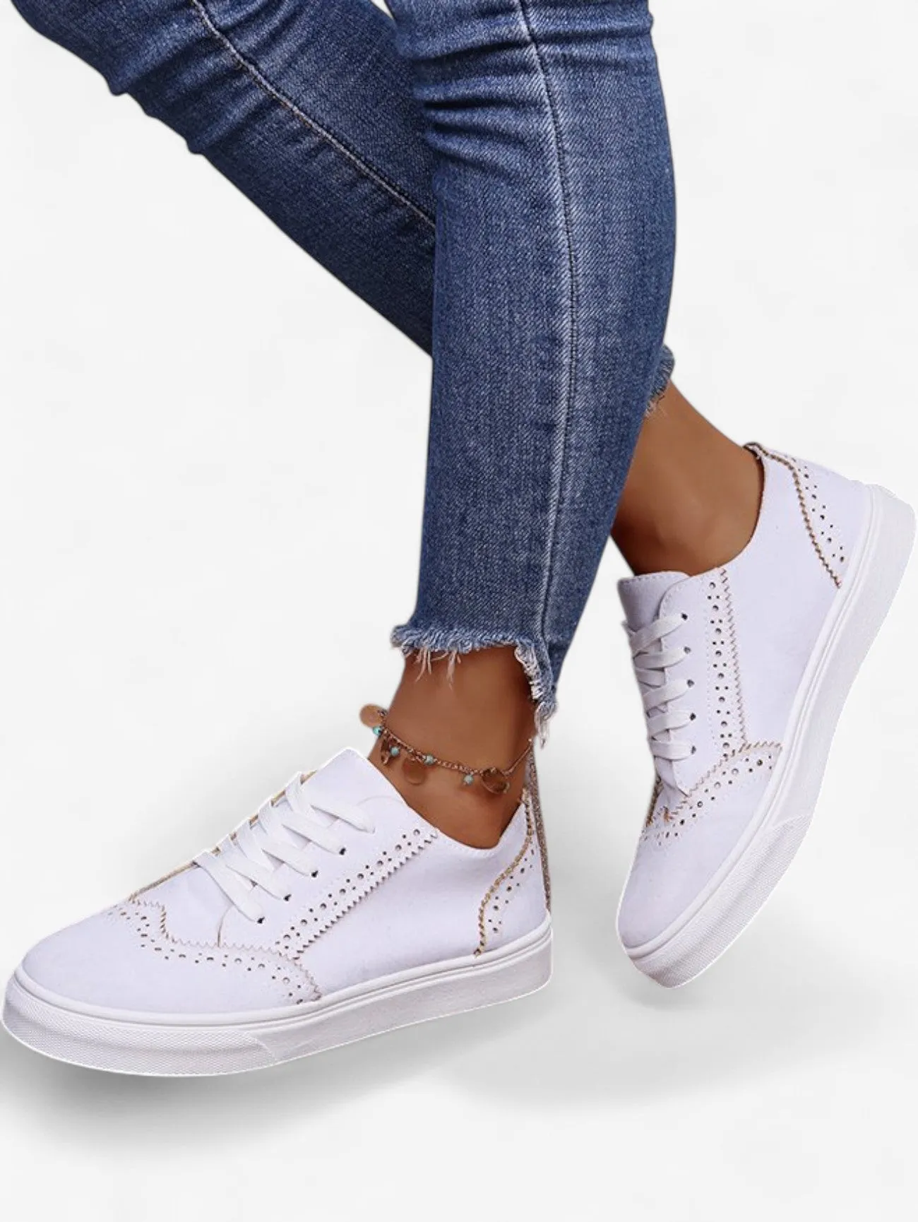 Foxes | Women’s Lightweight Casual Lace Up Perforated Sneakers