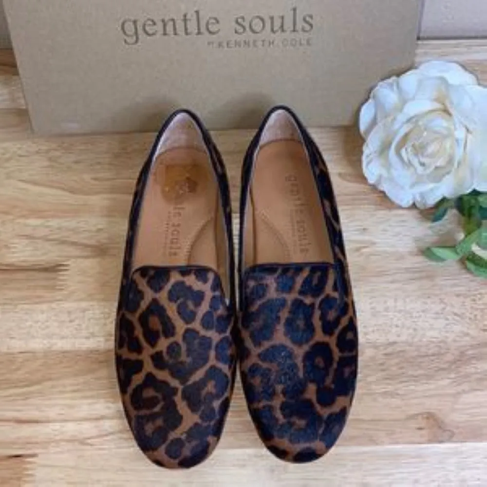 Gentle Souls by Kenneth Cole Eugene Leopard Print Calf Hair Flats-6.5