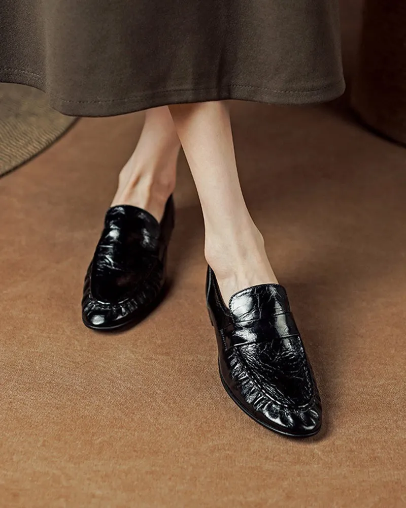 Genuine Leather Vintage Elegant French Loafers