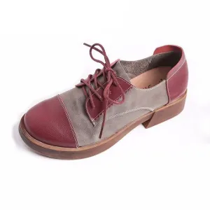 Genuine leather women casual shoes soft loafers patchwork spring autumn oxfords fashion flats