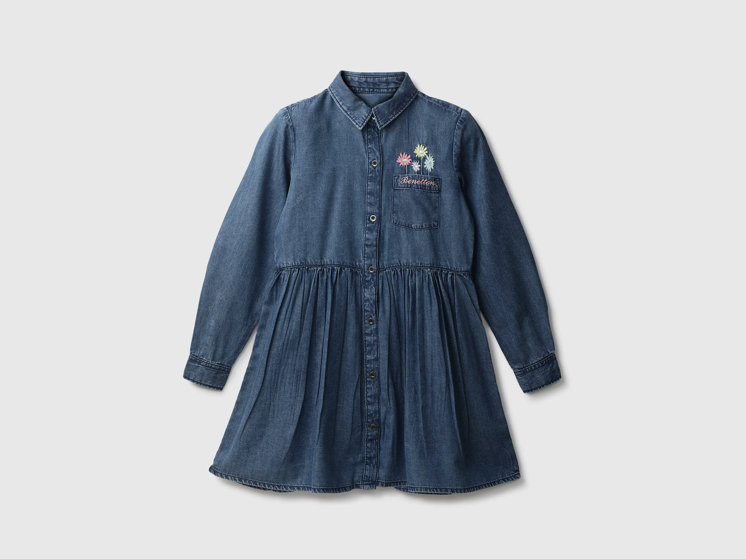 Girls Embroidery Spread Collar Dress